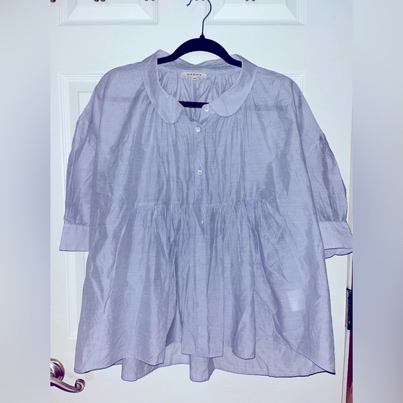 Hache Tops - Hache Blue 3/4 Length Sheer Blouse Size 42